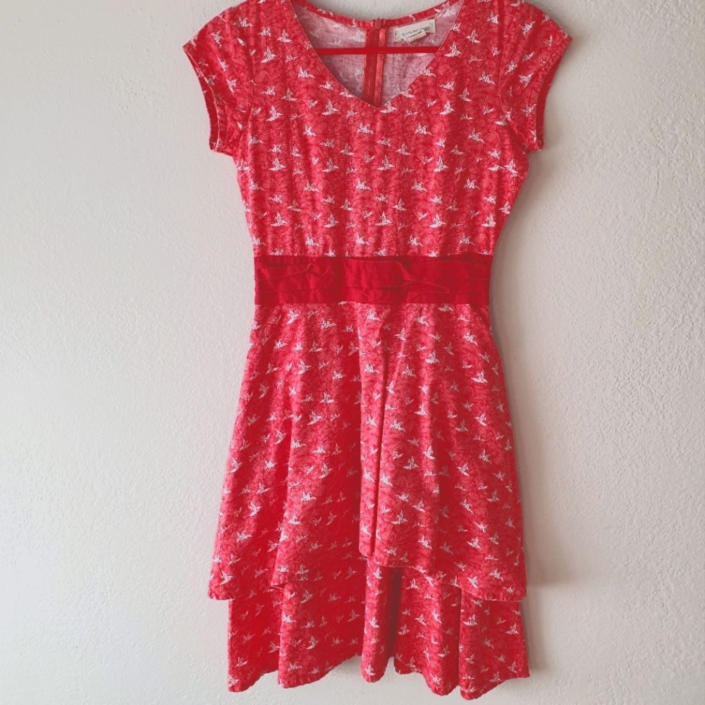 Origami red dress from mata traders